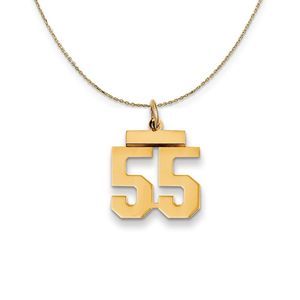 14k Yellow Gold, Athletic, Sm Polished Number 55 Necklace - 22 Inch